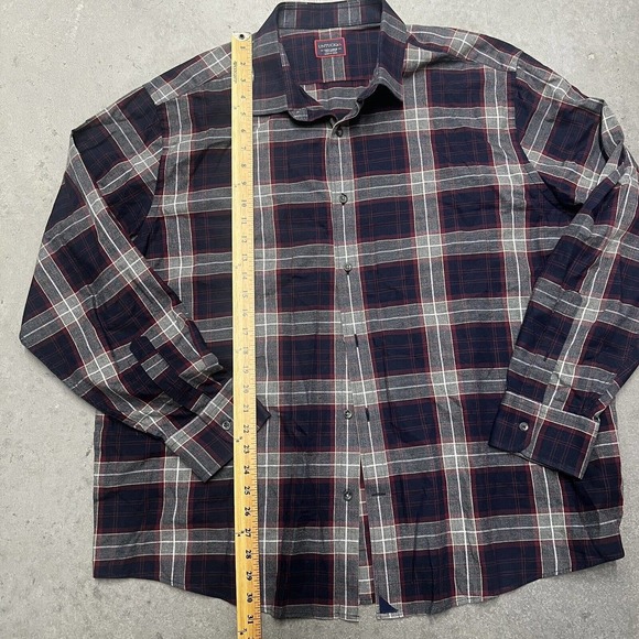 Untuckit Alentejo Shirt Mens 3XL Red Blue Plaid Flannel Long Sleeve Button Up - Picture 3 of 7